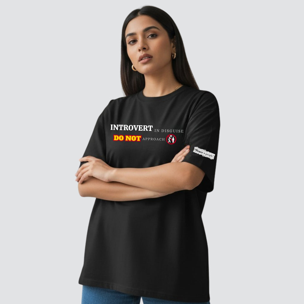 Introvert in Disguise - Black Oversized T-shirt