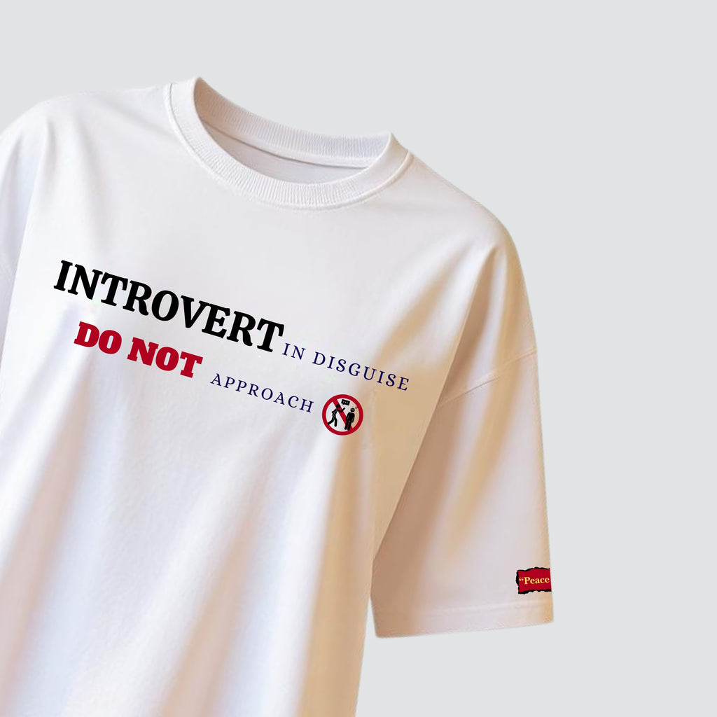 Introvert in Disguise - White Oversized T-shirt