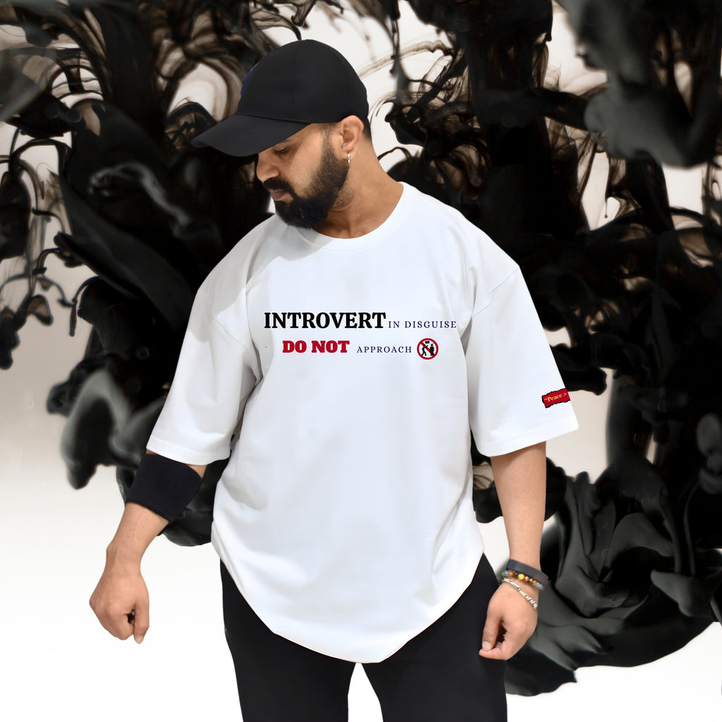 Introvert in Disguise - White Oversized T-shirt