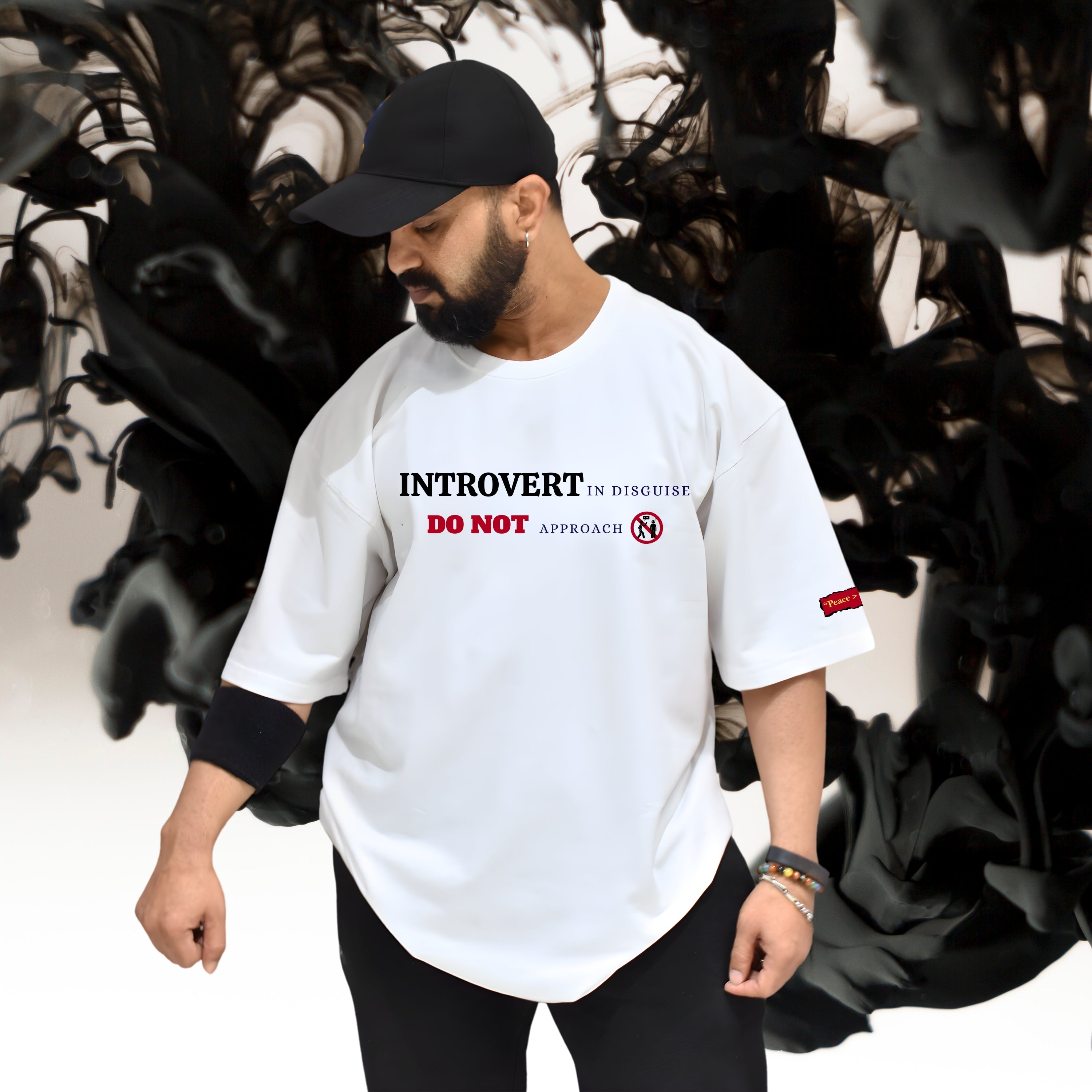 Introvert in Disguise - White Oversized T-shirt
