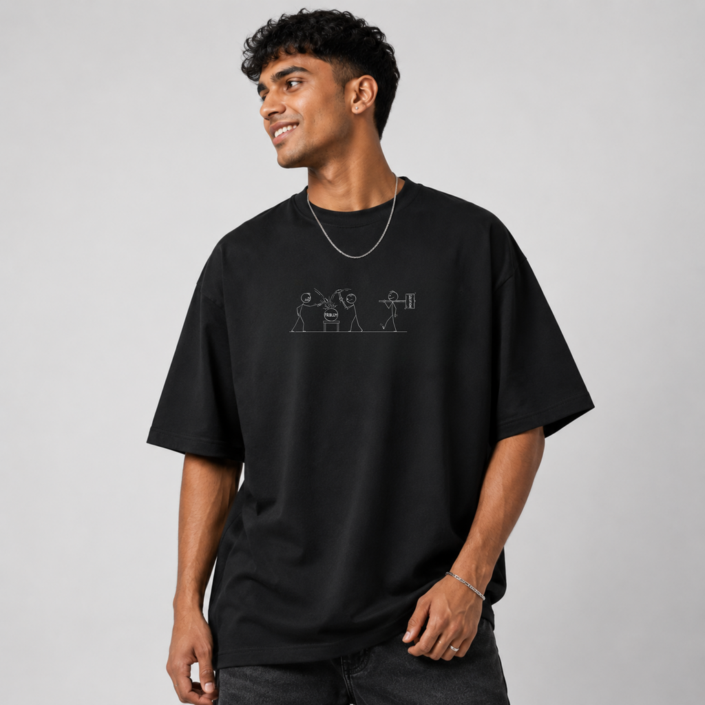 Both Wrong - Black Oversize T-shirt