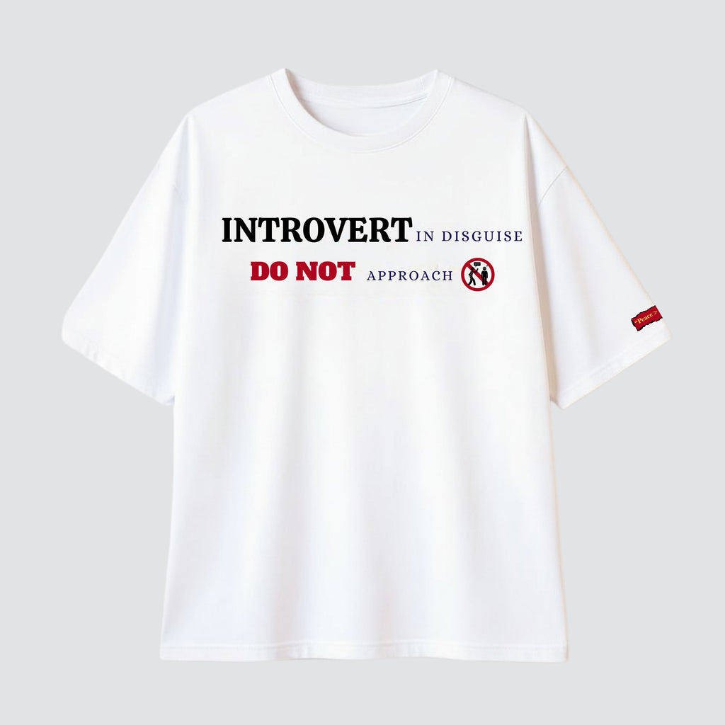 Introvert in Disguise - White Oversized T-shirt