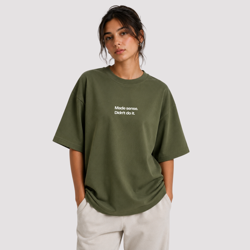 Achievement Unlocked - Olive Green Oversized T-Shirt