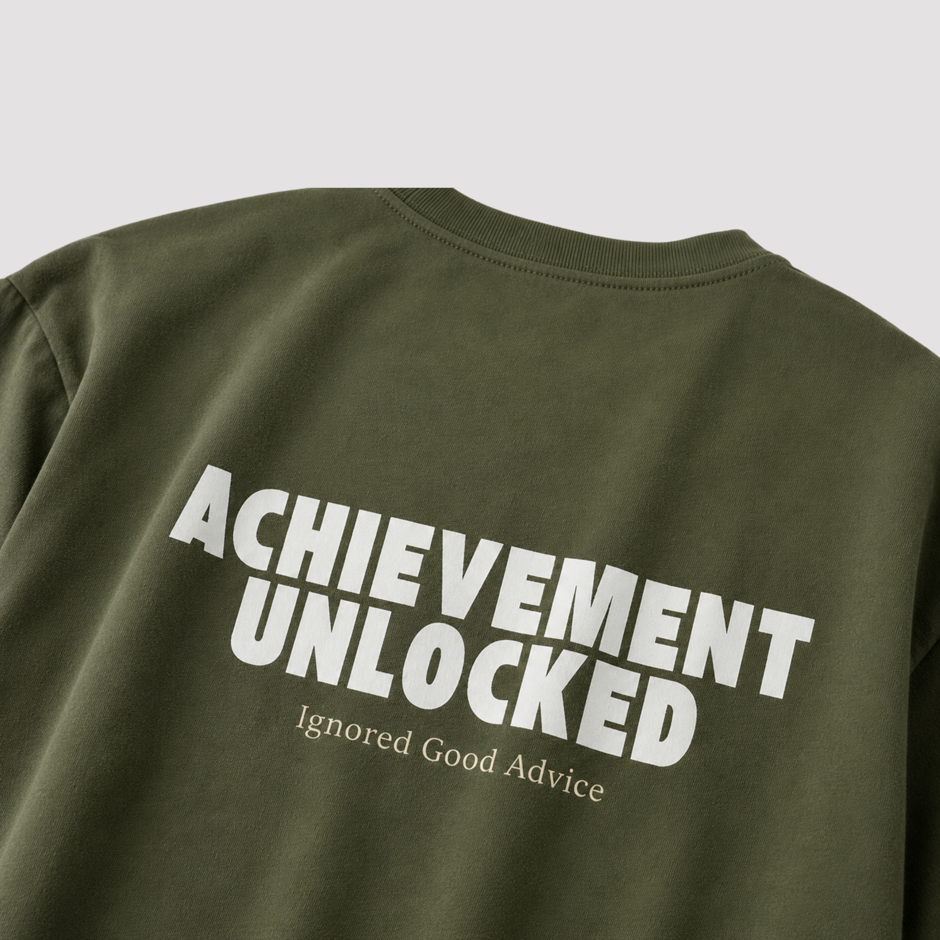 Achievement Unlocked - Olive Green Oversized T-Shirt