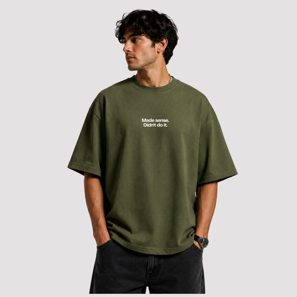 Achievement Unlocked - Olive Green Oversized T-Shirt