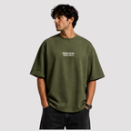 Achievement Unlocked - Olive Green Oversized T-Shirt