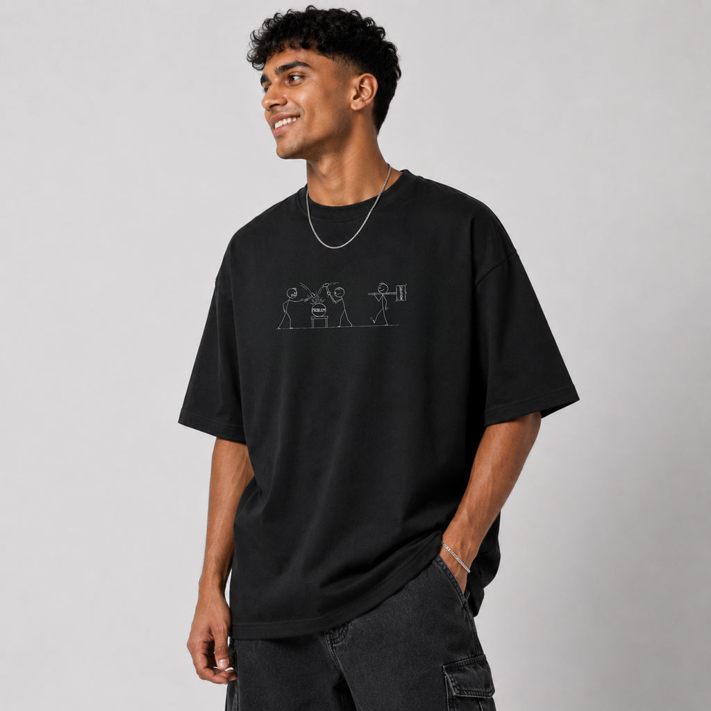Both Wrong - Black Oversize T-shirt