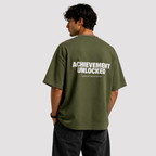 Achievement Unlocked - Olive Green Oversized T-Shirt