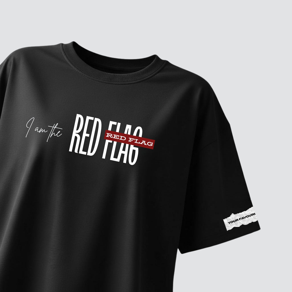 The Red Flag -  Black Oversized T-shirt