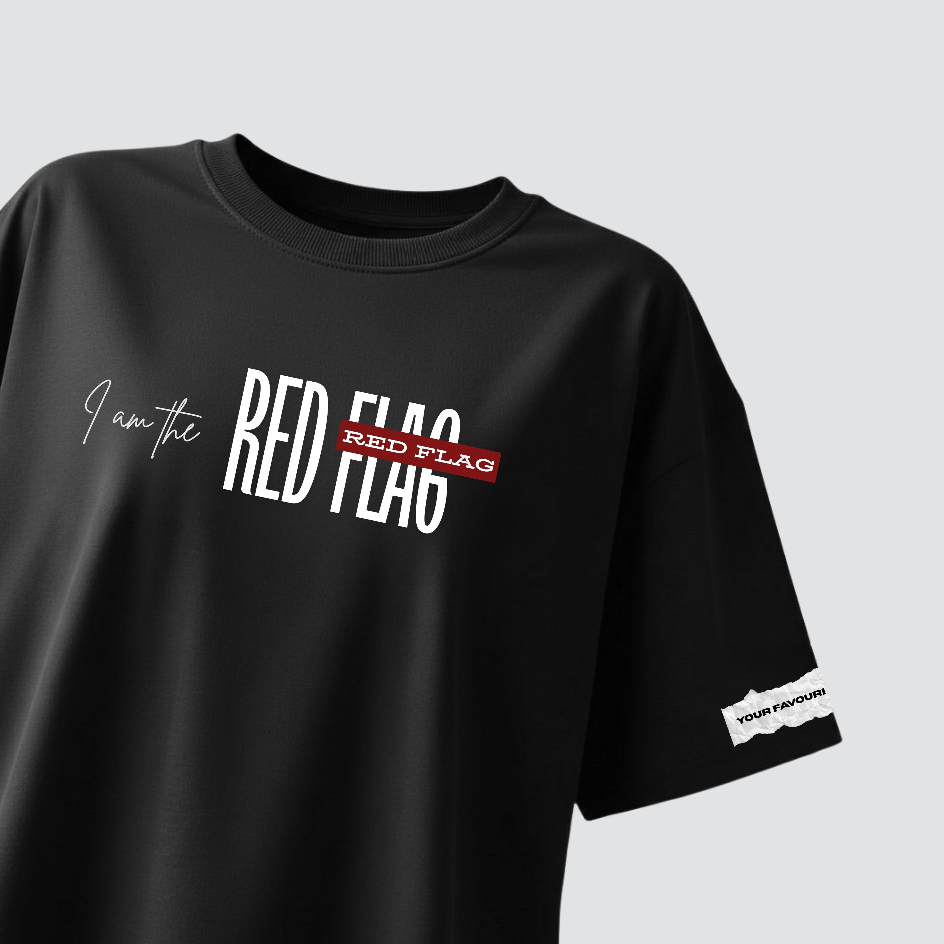 The Red Flag -  Black Oversized T-shirt