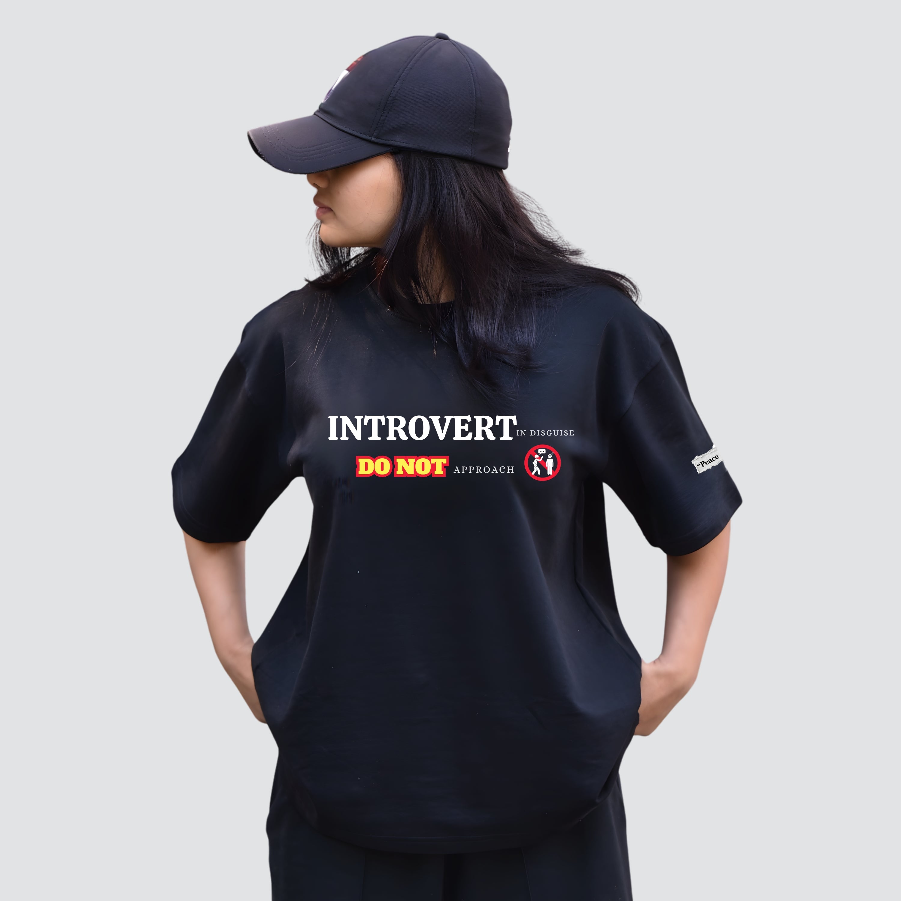 Introvert in Disguise - Black Oversized T-shirt
