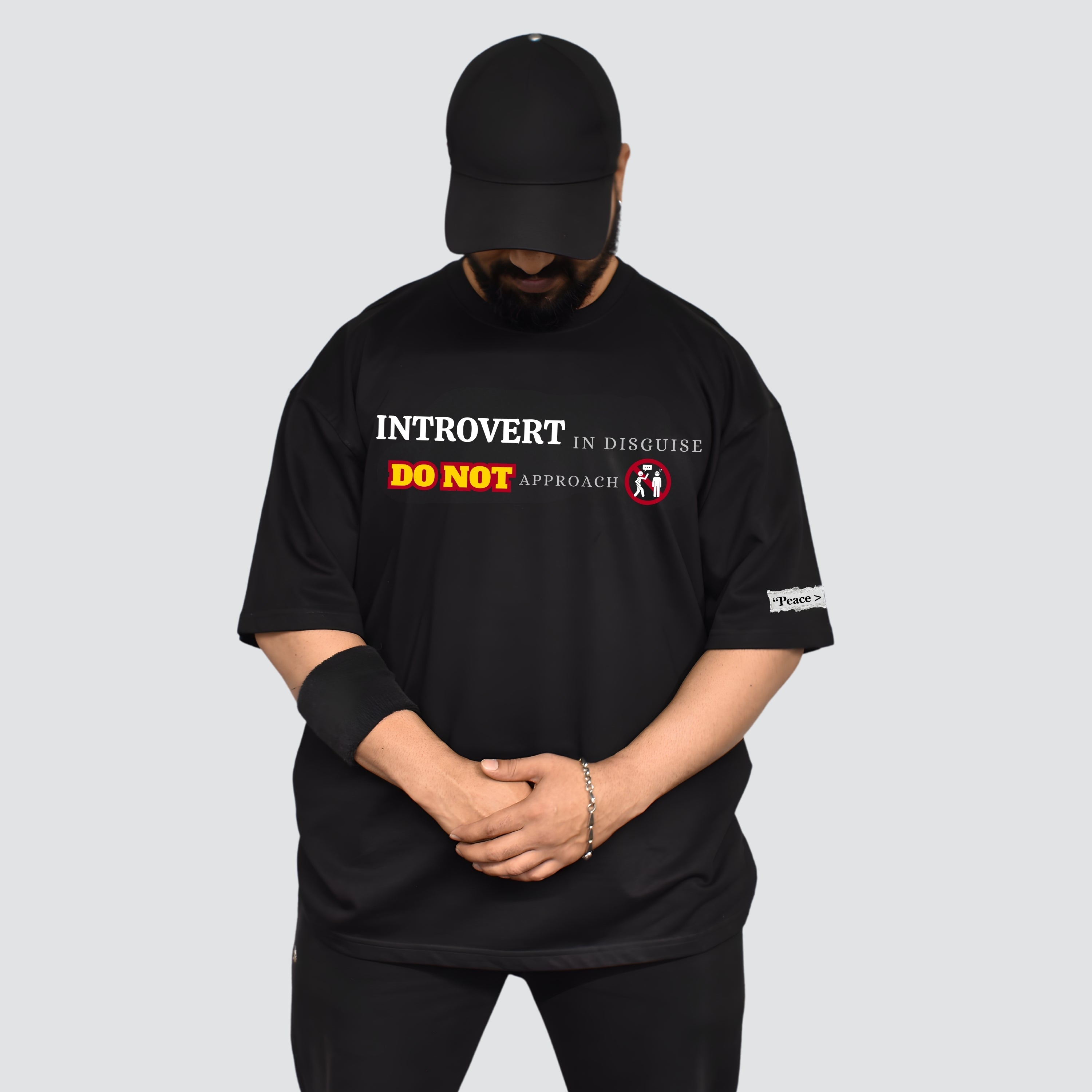 Introvert in Disguise - Black Oversized T-shirt