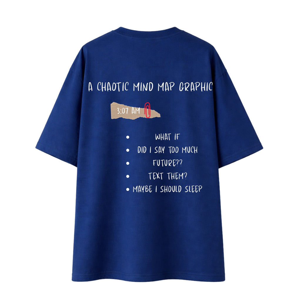 3:07 AM Thoughts- Indigo Blue Oversize T-shirt