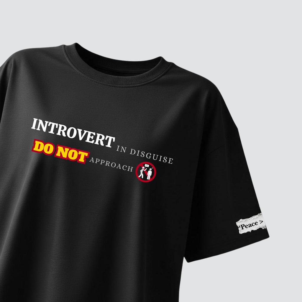 Introvert in Disguise - Black Oversized T-shirt