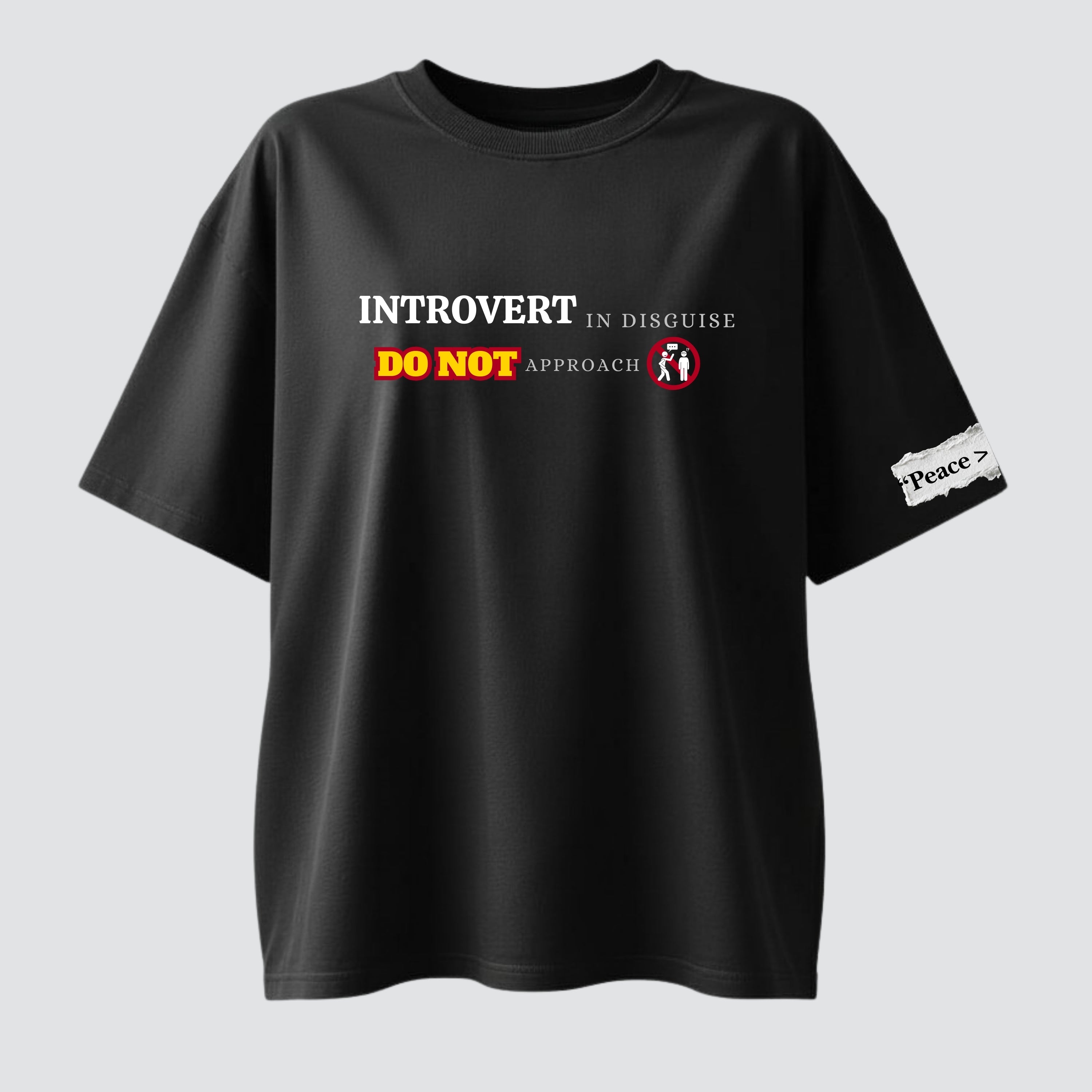 Introvert in Disguise - Black Oversized T-shirt
