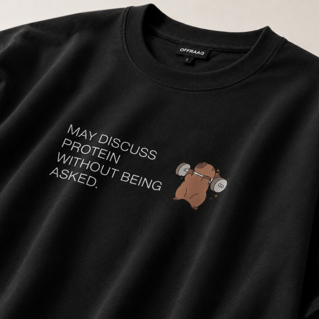 May Discuss Protein - Black Oversized T-Shirt