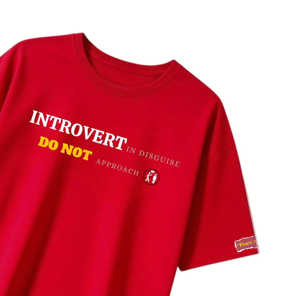 Introvert in Disguise  - Red Oversized T-shirt