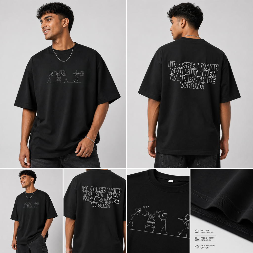 Both Wrong - Black Oversize T-shirt