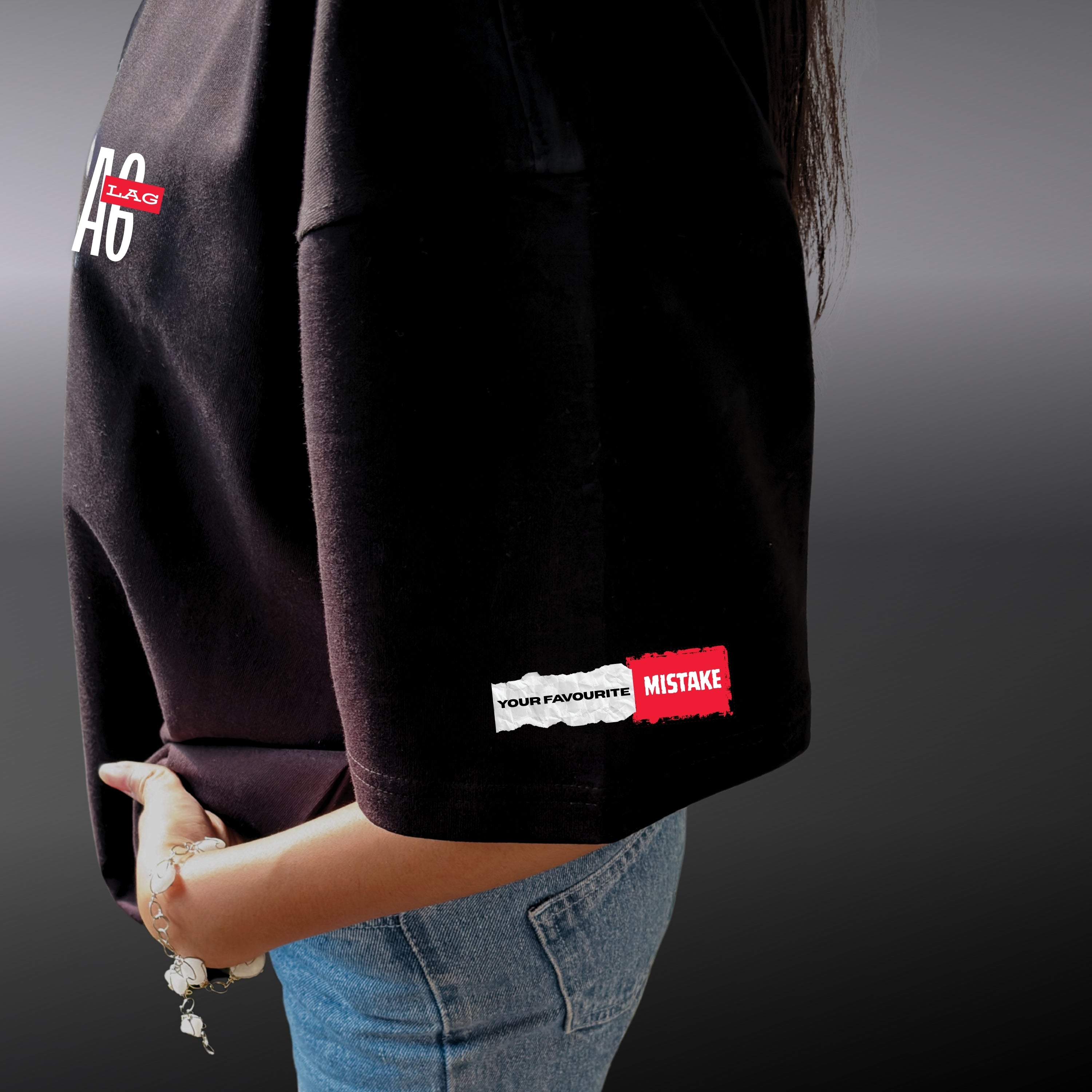 The Red Flag -  Black Oversized T-shirt