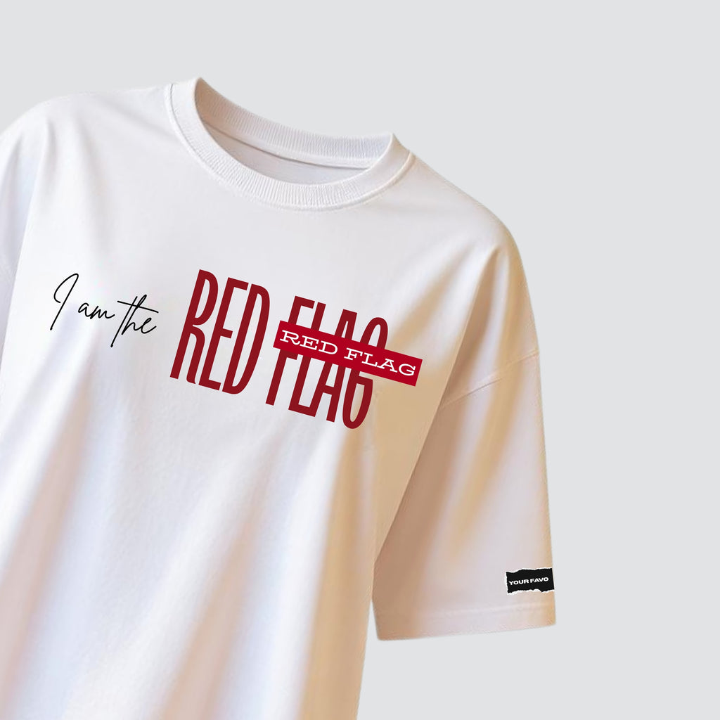 The Red Flag - White Oversized T-shirt