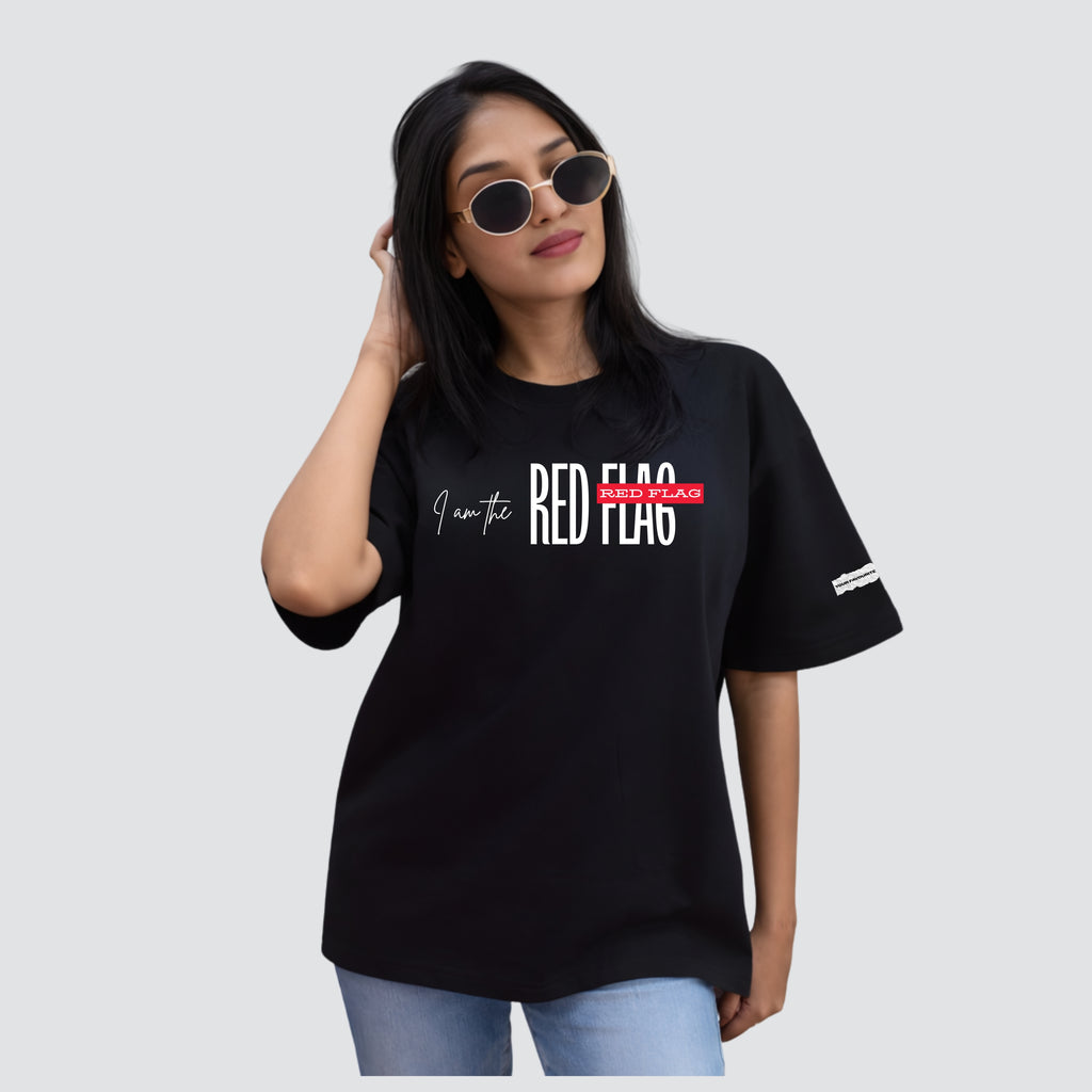 The Red Flag -  Black Oversized T-shirt