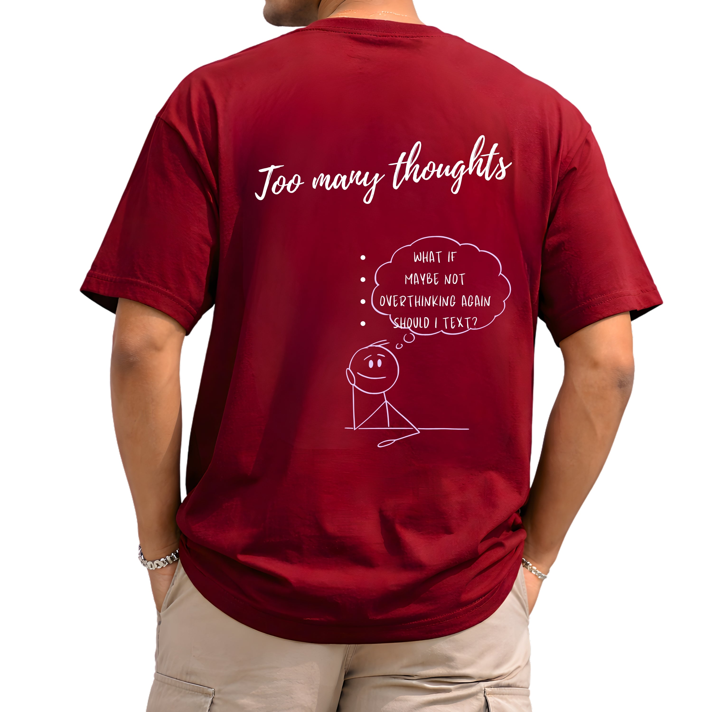 Too Many Thoughts - Maroon Oversize T-shirt