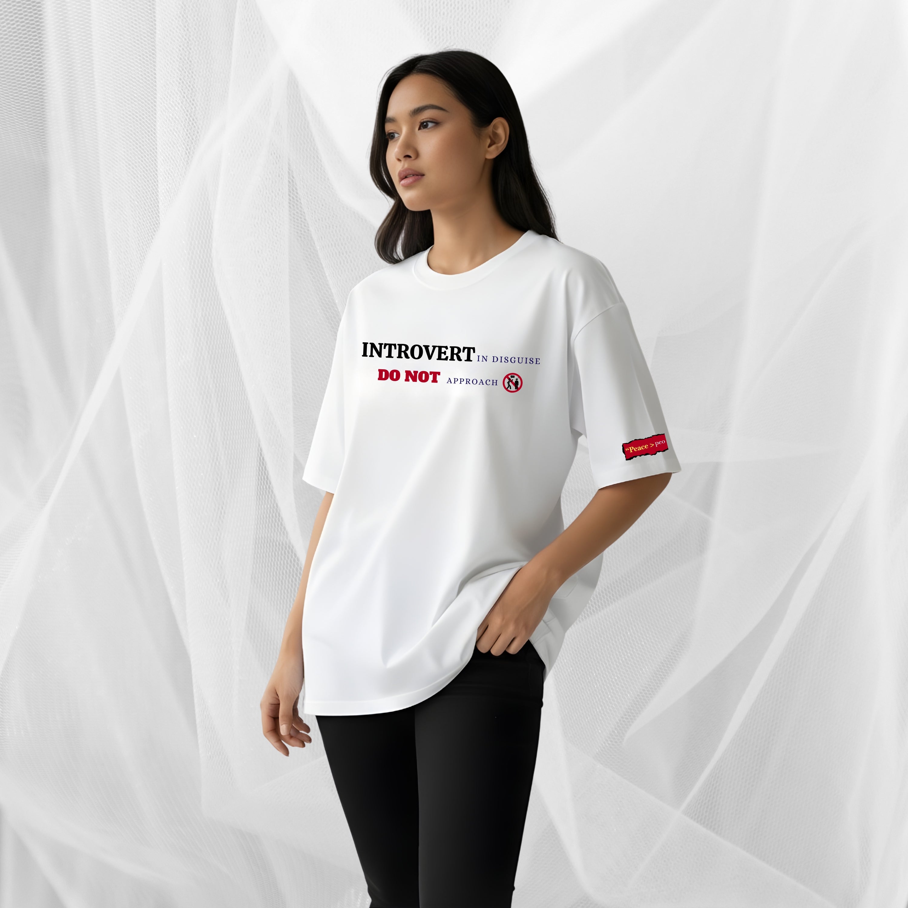 Introvert in Disguise - White Oversized T-shirt